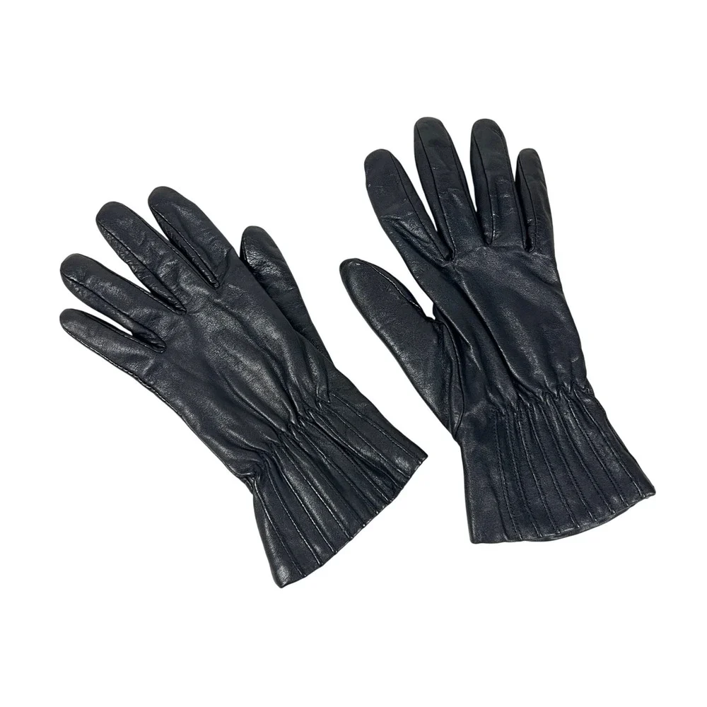 Unbranded Ladies Genuine Leather Gloves Black Knit Lining Size M